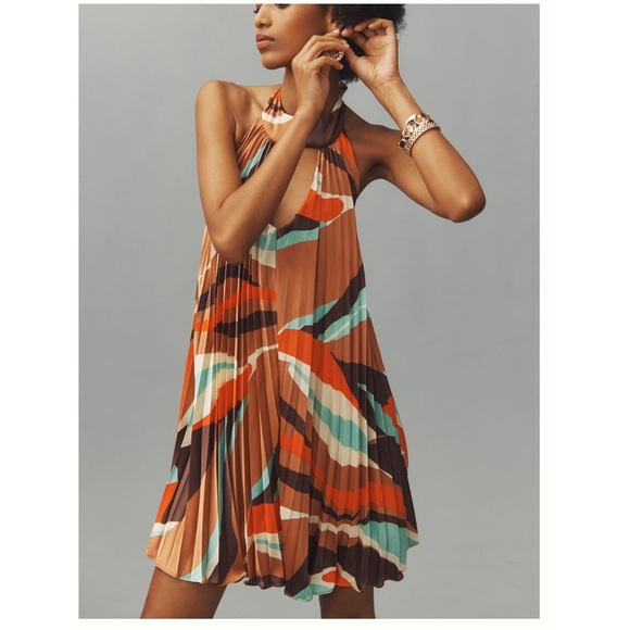 Hutch Halter Pleated Swing Mini Dress - Picture 3 of 6